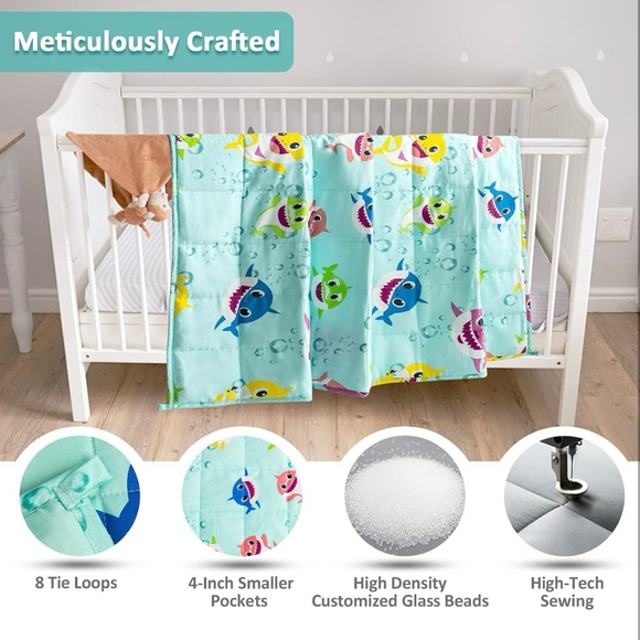 Sivio Weighted Blanket, Cotton Heavy Blanket, Little Shark Weighted Blanket 3 lb - Picture 3 of 5